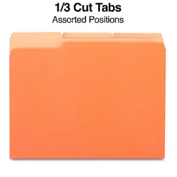NWT Staples Three Cut Folders 100 Orange - Picture 2 of 3